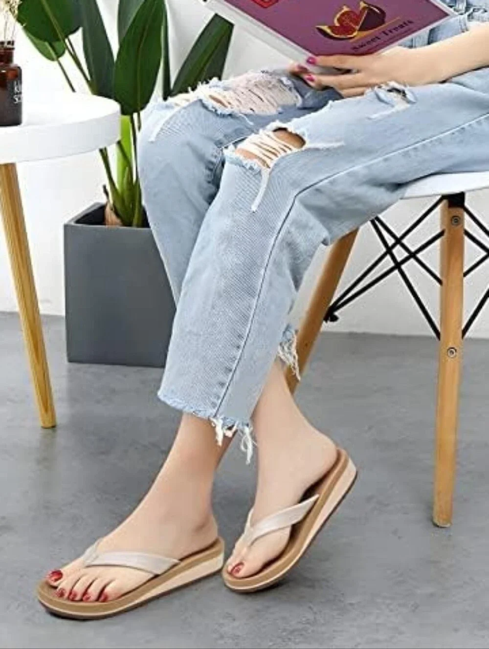 COFACE Metallic Slide SlipOn Flip-Flop Wedge Sandals NWT